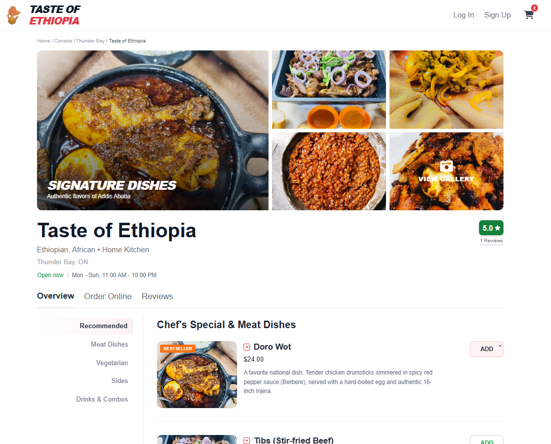Taste of Ethiopia Website